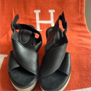 Women's Black Leather Sandals Timberland